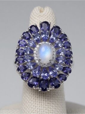 Vintage Colleen Lopez China JCL Sterling with Multi Stones Ring, Size 7.